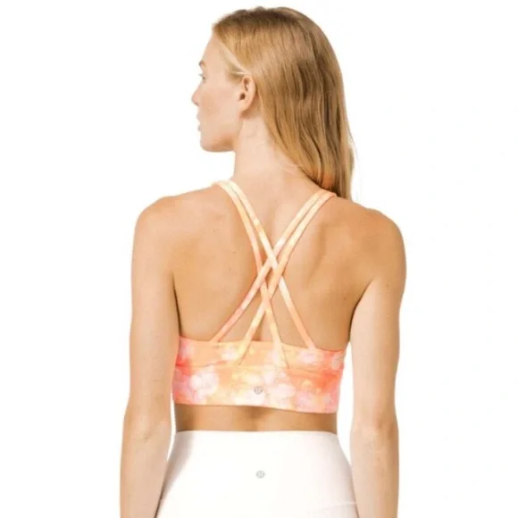 Lululemon Energy Long Line High Neck Pink Shibori Tie Dye Sports Bra - Picture 2 of 6